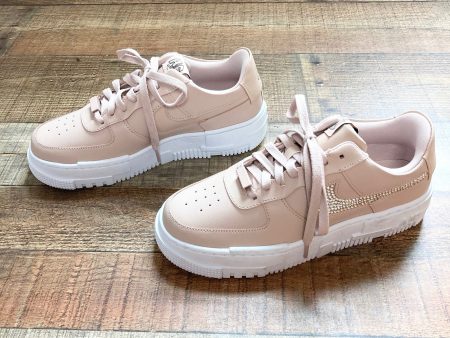 Nike Beige with Rhinestone Swoosh Air Force 1 Sneakers- Size 8 (Brand New) Online now