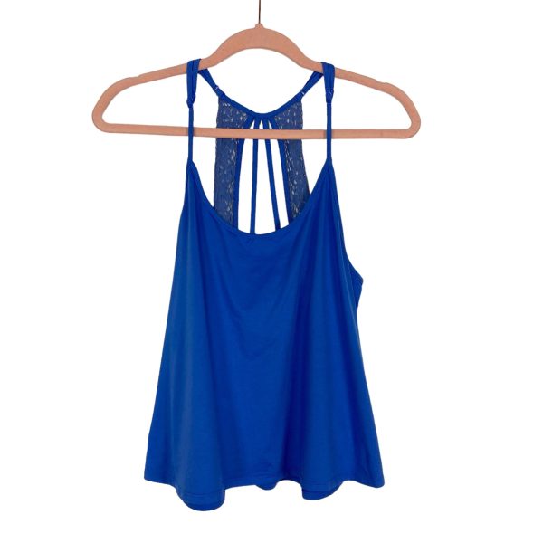 In Bloom Blue with Back Lace Detail Strappy Tank- Size S Supply