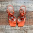 No Brand Bright Orange Patent with Clear Stiletto Lace Up Heels- Size 39 US 9 (New in Box) on Sale