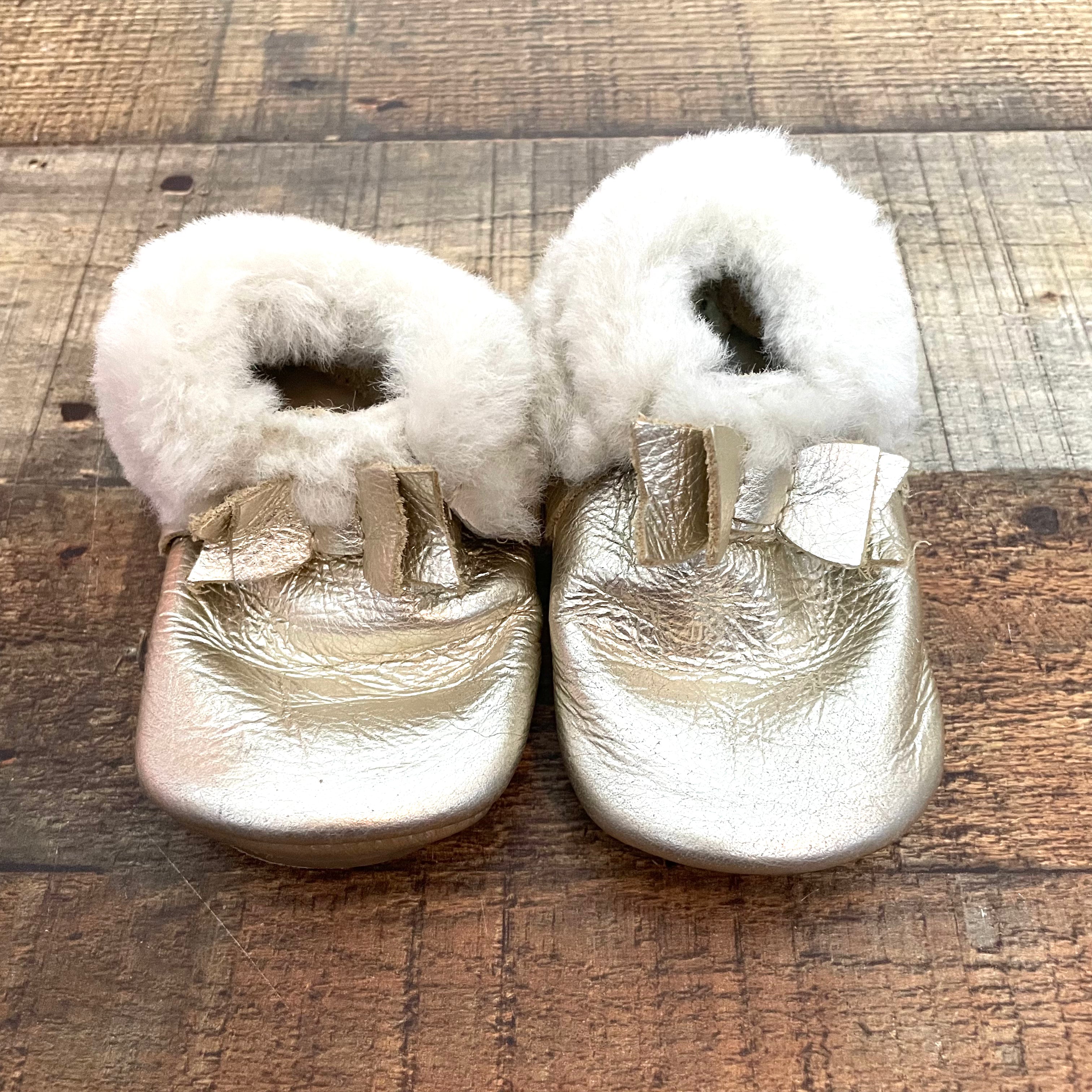 Freshly Picked Gold Faux Fur Moccasins- Size 4 For Discount