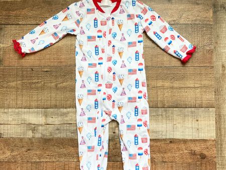 Cecil and Lou 4th of July with Monogrammed Button Butt Flap Zip Up Pajamas- Size 2T Fashion