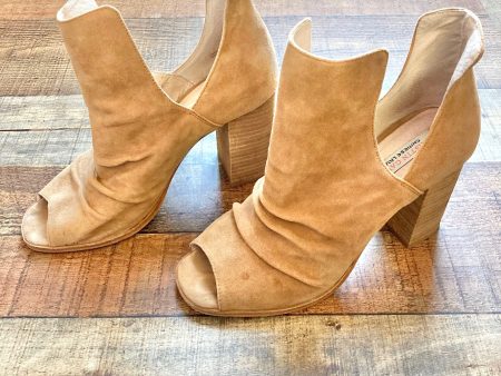 Chinese Laundry x Kristin Cavallari Camel Slouchy Suede Open Toe Booties- Size 9.5 (see notes) For Cheap