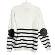 Ell and Emm Black White Knit with Black Faux Leather Elbow Patch 1 4 Zip Pullover- Size S M Supply