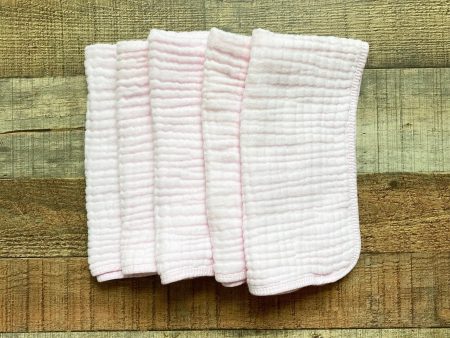 No Brand Pink Cotton Set of 5 Burp Cloths (sold as a set) Online now