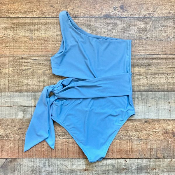 Vici Swim Blue One Shoulder with Side Cut Out and Tie One Piece- Size M Online Hot Sale