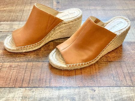 Sole Society Camel Leather Espadrille Wedges- Size 9.5 (like new condition) For Sale