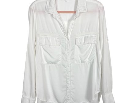 Bella Dahl White Roll Tab Sleeve Button Up- Size M (see notes) Supply