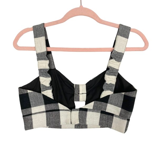 Whit Black Gingham Front Cutout Cropped Top- Size 6 Supply