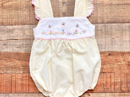 Sweet Dreams Yellow Embroidered Bee and Flower Bubble- Size 12M Hot on Sale