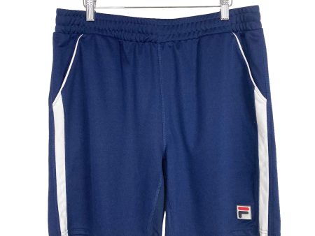 Fila MEN S Navy with White Stripe Athletic Shorts- Size L For Cheap