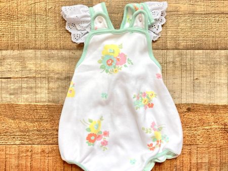 The Beaufort Bonnet Company White Floral Mint Trim Bubble- Size 6-12M Online Hot Sale