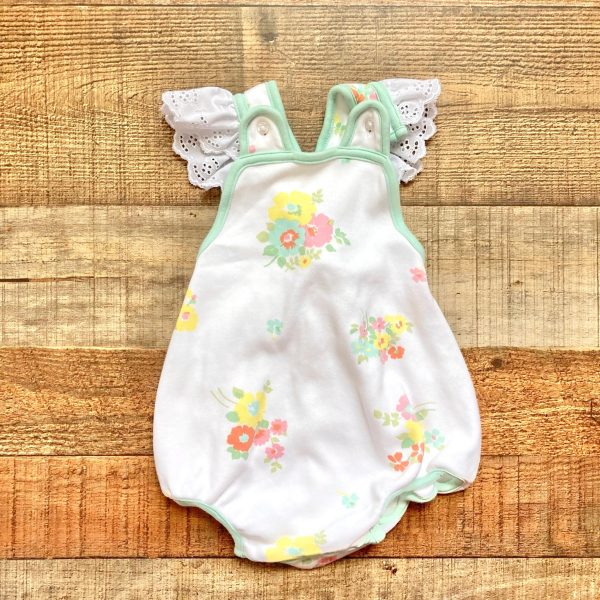 The Beaufort Bonnet Company White Floral Mint Trim Bubble- Size 6-12M Online Hot Sale