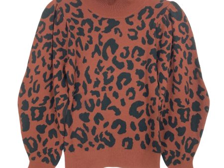 525 Brown Animal Print Mock Neck Sweater- Size XS (sold out online) Online