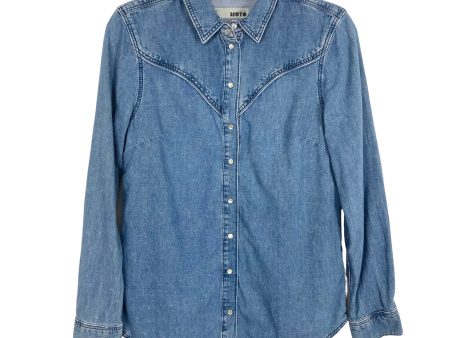 Topshop Moto Denim Snap Button Up- Size 6 For Sale