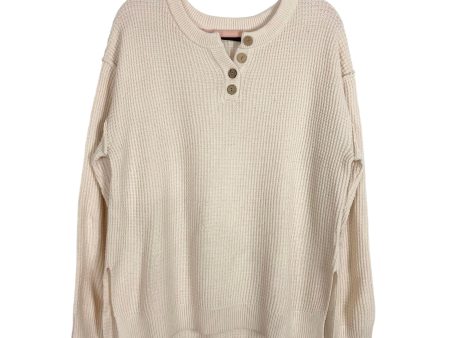 Zesica Cream Button Front Side Slit Sweater Top- Size XL Online Hot Sale