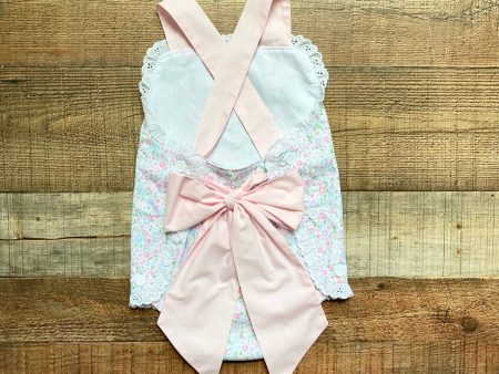 The Beaufort Bonnet Company Floral Eyelet Trim Back Bow Bubble- Size 2T on Sale