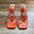 No Brand Bright Orange Patent with Clear Stiletto Lace Up Heels- Size 39 US 9 (New in Box) on Sale