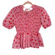 Petal + Pup Pink with Red Polka Dots Smocked Peplum Top- Size 6 Fashion