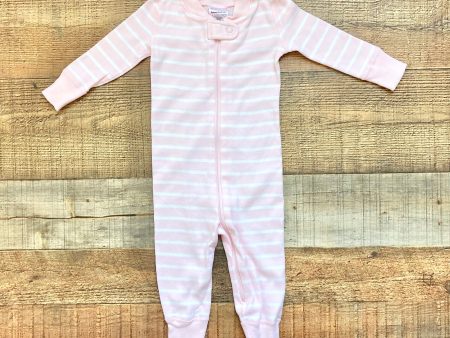 Hanna Anderson Pink White Striped Zip Up Outfit- Size 3-6M Online now