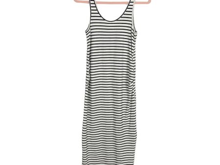 H&M Maternity White Black Striped Bodycon with Side Slits Tank Dress- Size S Hot on Sale