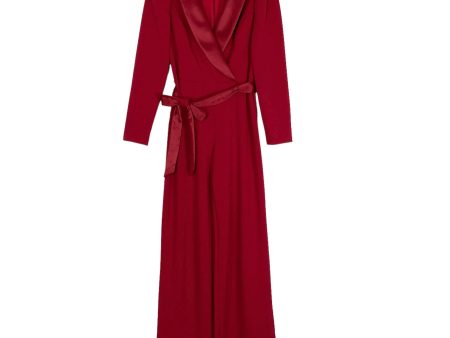 Adrianna Papell Red Satin Tuxedo Jumpsuit- Size 2 (see notes) For Cheap