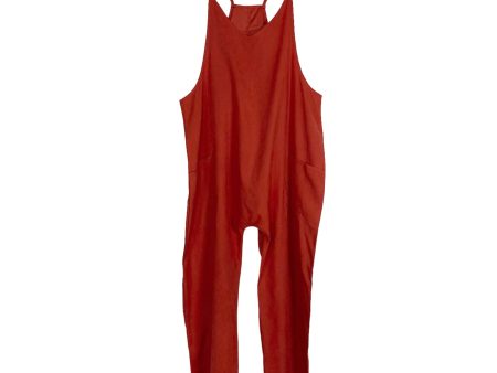 No Brand Rust Orange Back Zipper Pocket Jumpsuit- Size ~L (see notes) Discount