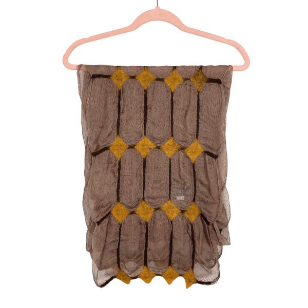 Tumar Art Group Chocolate Woven with Golden Felt Detail Scarf Discount