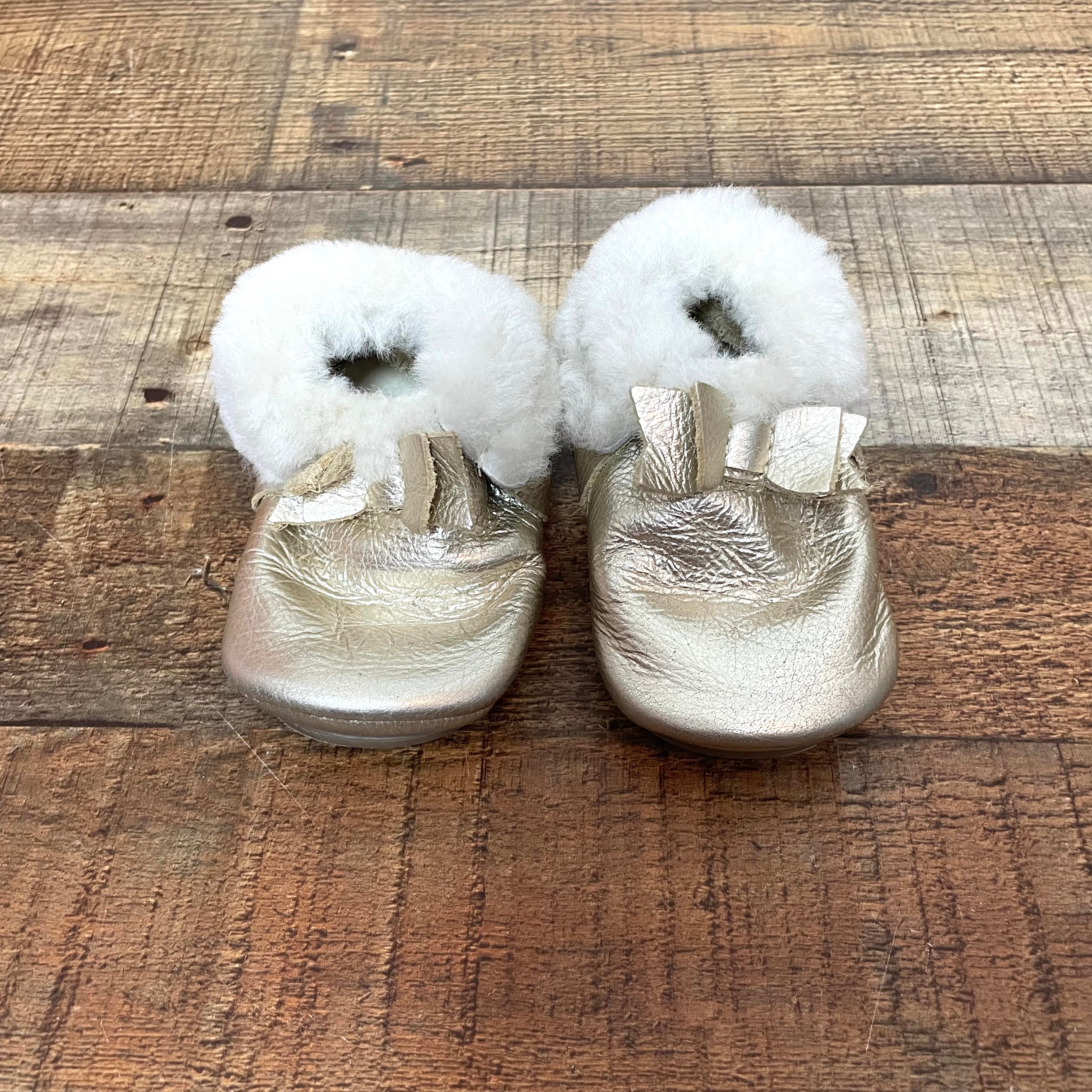 Freshly Picked Gold Faux Fur Moccasins- Size 4 For Discount