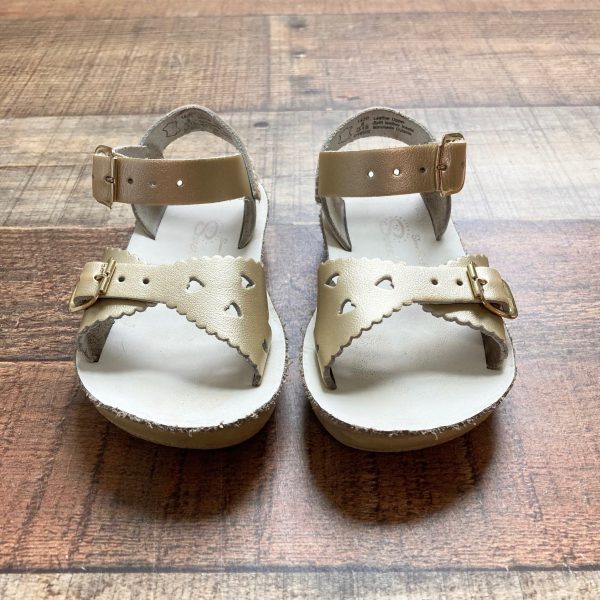 Sun-San Gold Leather Sweetheart Sandals- Size 6 Online Sale