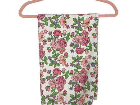 Monica + Andy Pink Purple Green Floral Pattern Blanket and Burp Cloth Set (sold as a set) Online now