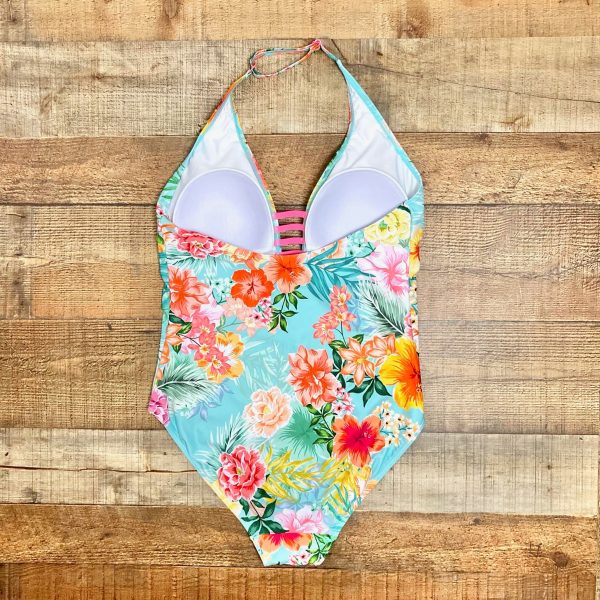 Figleaves Blue Tropical Print Padded One Piece- Size 12 For Cheap