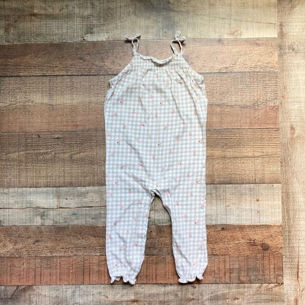 Carter s Tan White Gingham with Cherries Tank Jumpsuit- Size 24M For Discount