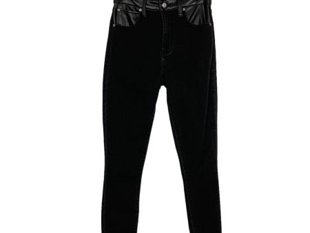 Abercrombie & Fitch Black Faux Leather Waistband Super Skinny Ankle High Rise Jeans- Size 27 4L (Inseam 27”) Fashion