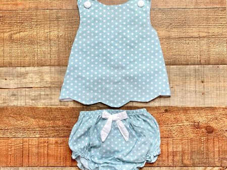 Lil Cactus Blue and White Polka Dot Criss Cross Back Top with Bloomers- Size 18-24M For Discount