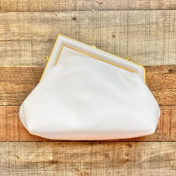 No Brand Cream Asymmetrical Snap Clutch with Extra Strap and Dust Bag (New Condition) Online now