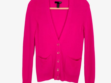 Aqua Hot Pink 100% Cashmere with Button Cardigan Sweater- Size S Hot on Sale