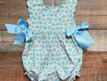 Sal & Pimenta Floral Blue Side Bow Bubble- Size 2T Fashion