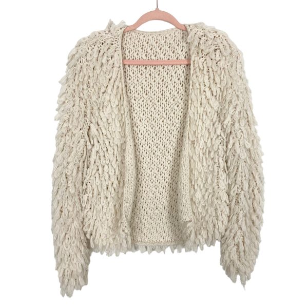 No Brand Ivory Shaggy Open Front Cardigan Sweater- Size ~S (see notes) Online Hot Sale