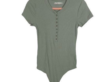 Abercrombie & Fitch Sage Ribbed Button Front Thong Bodysuit- Size M Hot on Sale