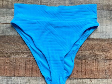 Aerie Light Blue Ribbed Pattern High Waisted Bikini Bottoms- Size L (we have matching top) Online