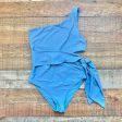 Vici Swim Blue One Shoulder with Side Cut Out and Tie One Piece- Size M Online Hot Sale