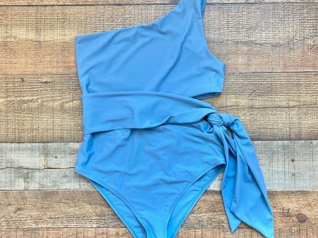 Vici Swim Blue One Shoulder with Side Cut Out and Tie One Piece- Size M Online Hot Sale