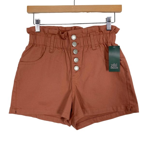 Wild Fable Brown Button Fly Paperbag Waist Shorts NWT- Size 4 For Cheap