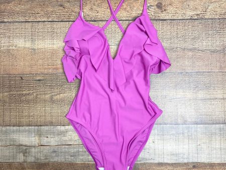 Figleaves Pink Deep V Ruffle Padded One Piece- Size 8 (see notes) Supply