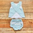 Lil Cactus Blue and White Polka Dot Criss Cross Back Top with Bloomers- Size 18-24M For Discount