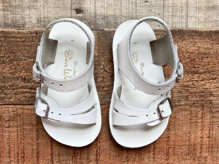 Sun-San White Leather Double Strap Sandals- Size 4 (see notes) Supply