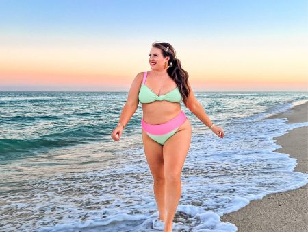 Show Me Your Mumu Green Pink Bikini Top- Size XL (we have matching bottoms) For Sale