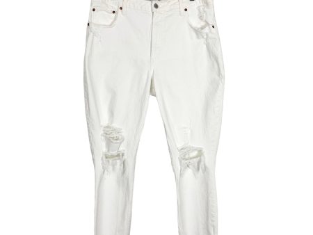 Abercrombie & Fitch White Distressed Curve Love Skinny High Rise Jeans- Size 32 14 (Inseam 27”) Online Hot Sale