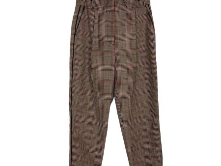 3.1 Phillip Lim Brown 100% Wool Check Plaid with Side Adjustable Belt Pleated Dress Pants- Size 0 (Inseam 25.5 , see notes) Online now