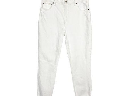 Abercrombie & Fitch White Skinny High Rise Raw Hem Jeans- Size 31 12R (Inseam 26”) Sale